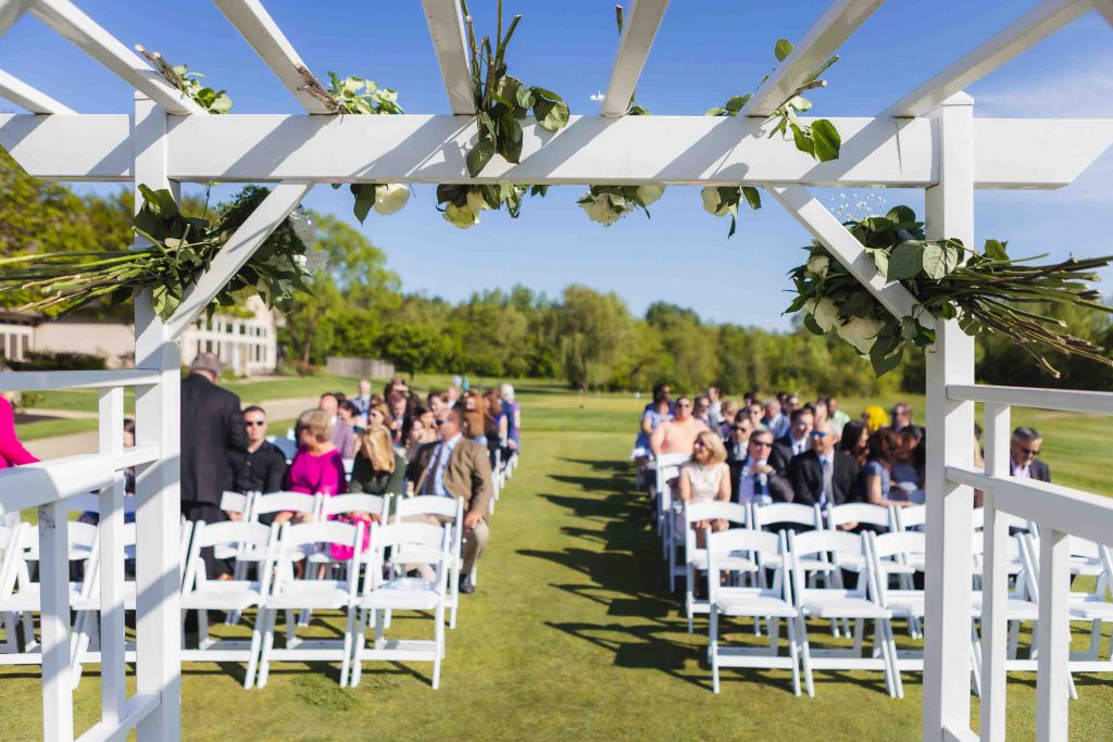 A golf course wedding ceremony.