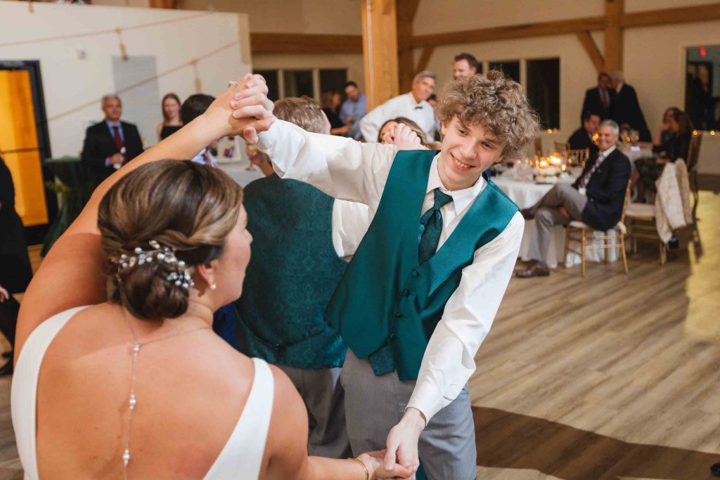 A couple dancing at their wedding reception.