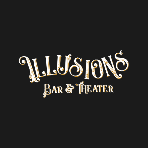 Logo for Illusions Magic Bar, a bar and theater presented by an event vendor.