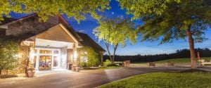 The entrance to Renditions Golf Course at dusk.