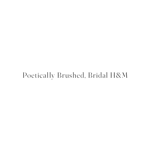 A business logo for the wedding hair and makeup company Poetically Brushed, which features black text in a thin serif font, against a pure white background.